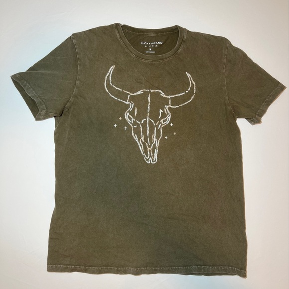 Size Medium Lucky Brand Men's Steer Skull Tee - Picture 2 of 4